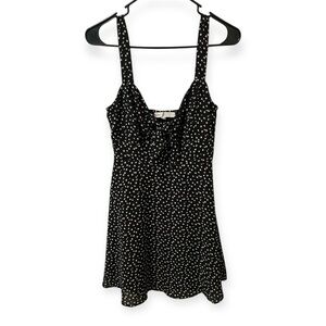 Cloud & Sky Black Floral Mini Dress Knot Front Cutout Lined Women’s Size Small